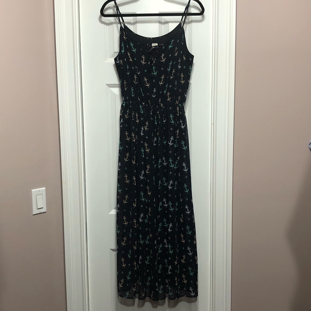 Spaghetti Strap Anchor Print Maxi Dress